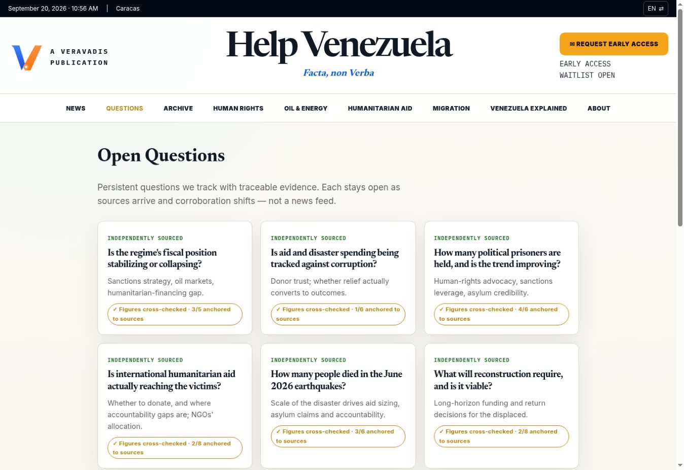Live HelpVenezuela Open Questions page